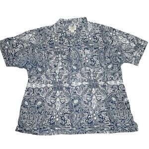 Ralph Lauren Navy and White Paisley Shirt men’s 4XL